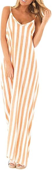 Toamen Summer Dresses Sale Women's Boho Floral Print Spaghetti Straps Sleeveless Elegant Casual B... | Amazon (UK)