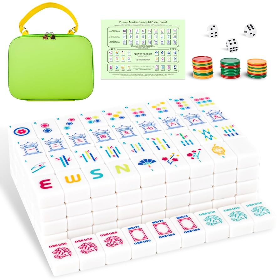 American Mahjong Tile Set Equipped with Mahjong Cards 2025, 166 Quality White Tiles,1.2 inch Amer... | Amazon (US)