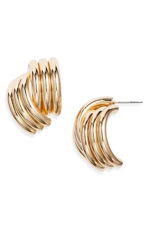 Open Edit Ribbed Metal Earrings in Gold at Nordstrom | Nordstrom