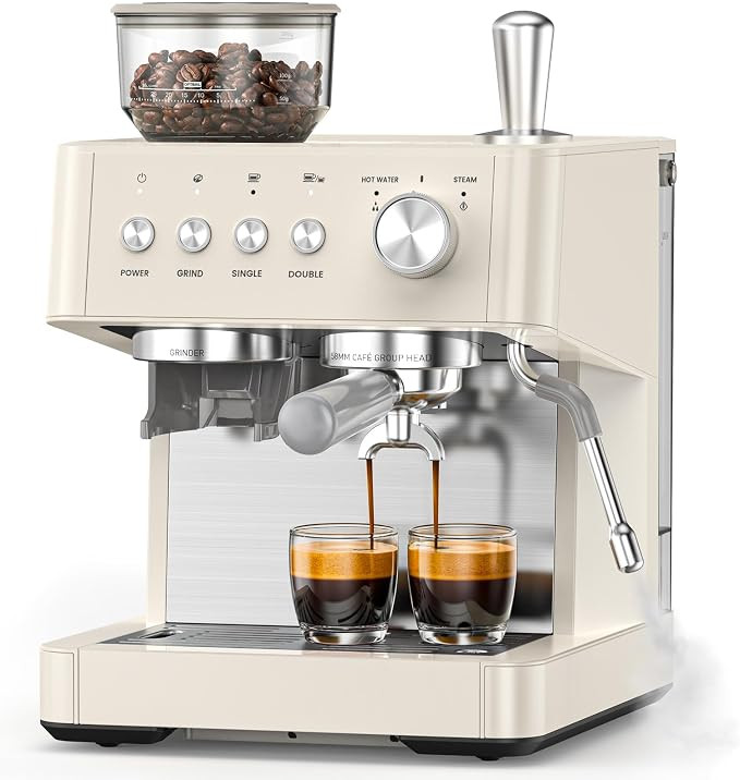 (2026 Upgrade) 15 Bar Espresso Machine with Built-in Anti-Clog Coffee Grinder, Expresso Coffee Ma... | Amazon (US)