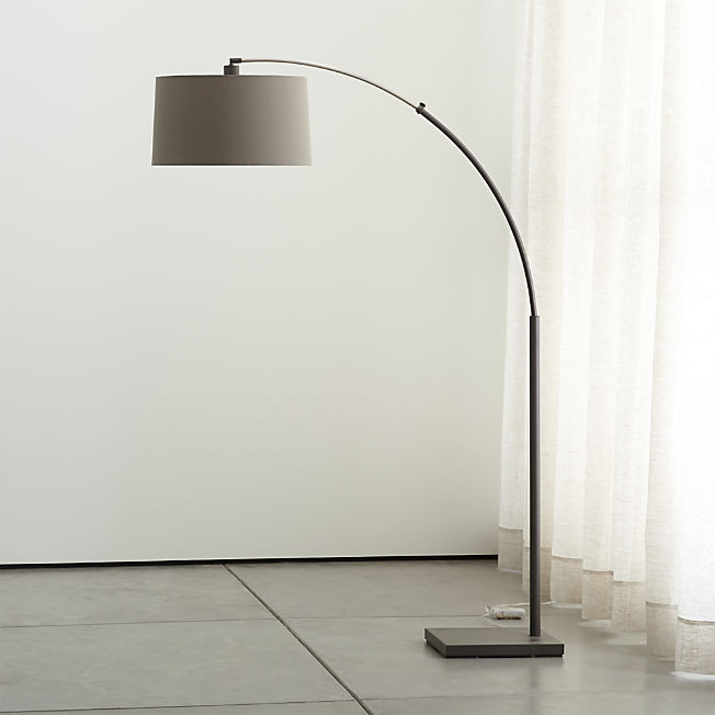 Dexter Arc Corner Floor Lamp with Grey Shade + Reviews | Crate & Barrel | Crate & Barrel