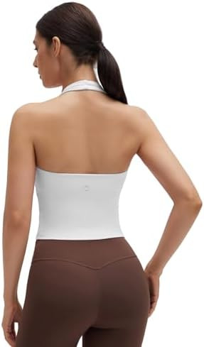 SUUKSESS Women Padded Halter Sports Bra Backless Longline Workout Crop Tank Tops | Amazon (US)