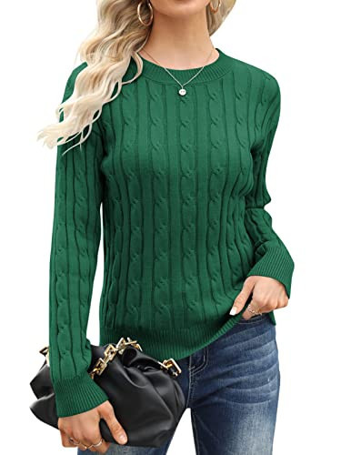 Esobo Women's Long Sleeve Mockneck Cozy Knit Fall Sweater Casual Loose Pullover Jumper Tops (Green,Small) | Amazon (US)