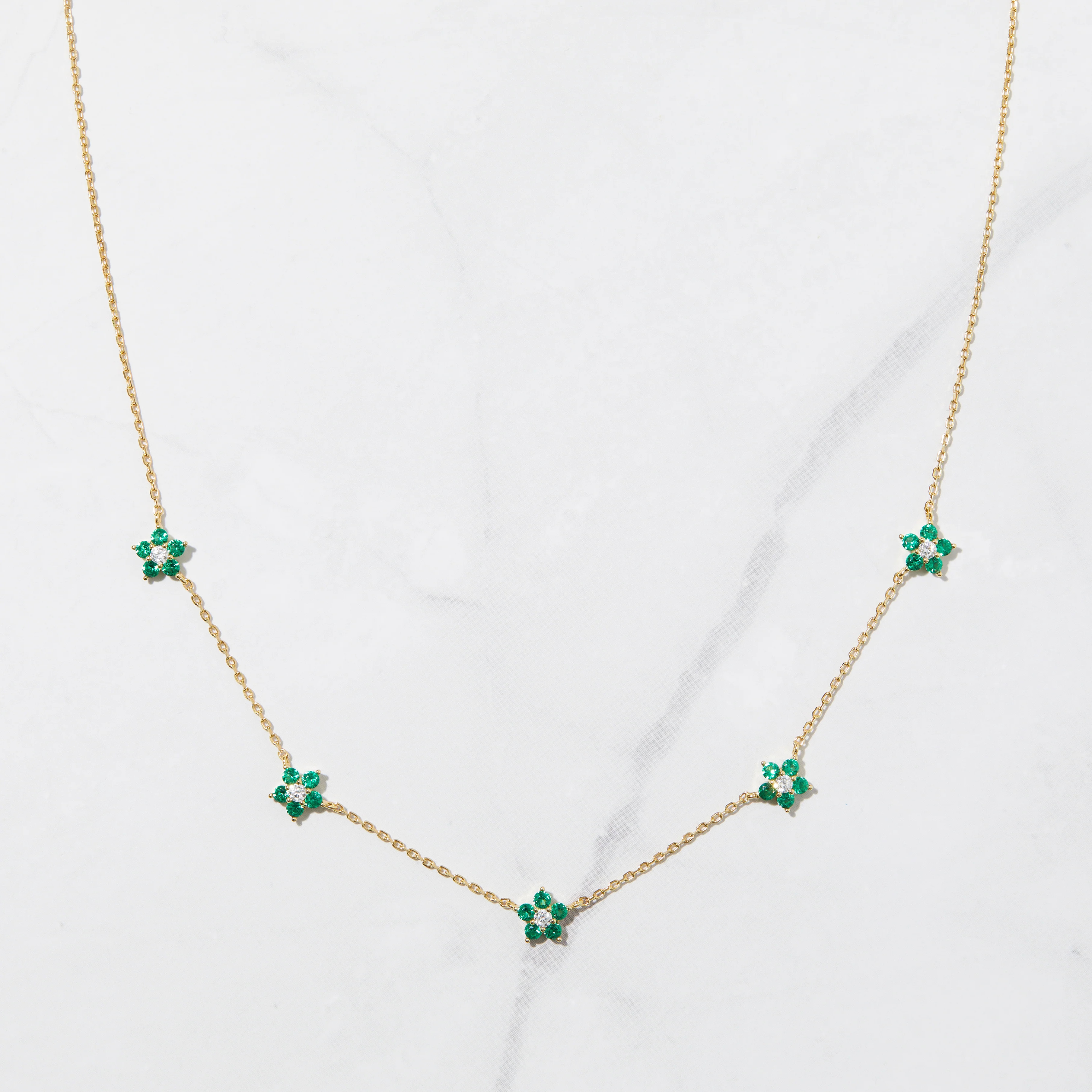 Emerald Flower Necklace | Sami Jewels