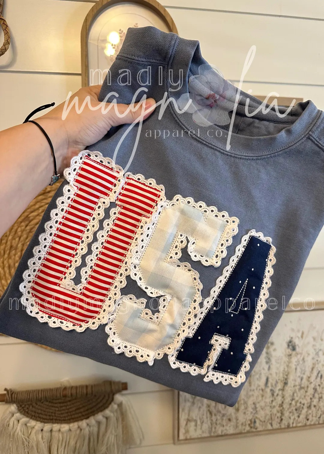 USA Lace Tshirt & Sweatshirt || 4th of July Applique Sweater || Custom Appliqué || Fourth of Jul... | Etsy (US)