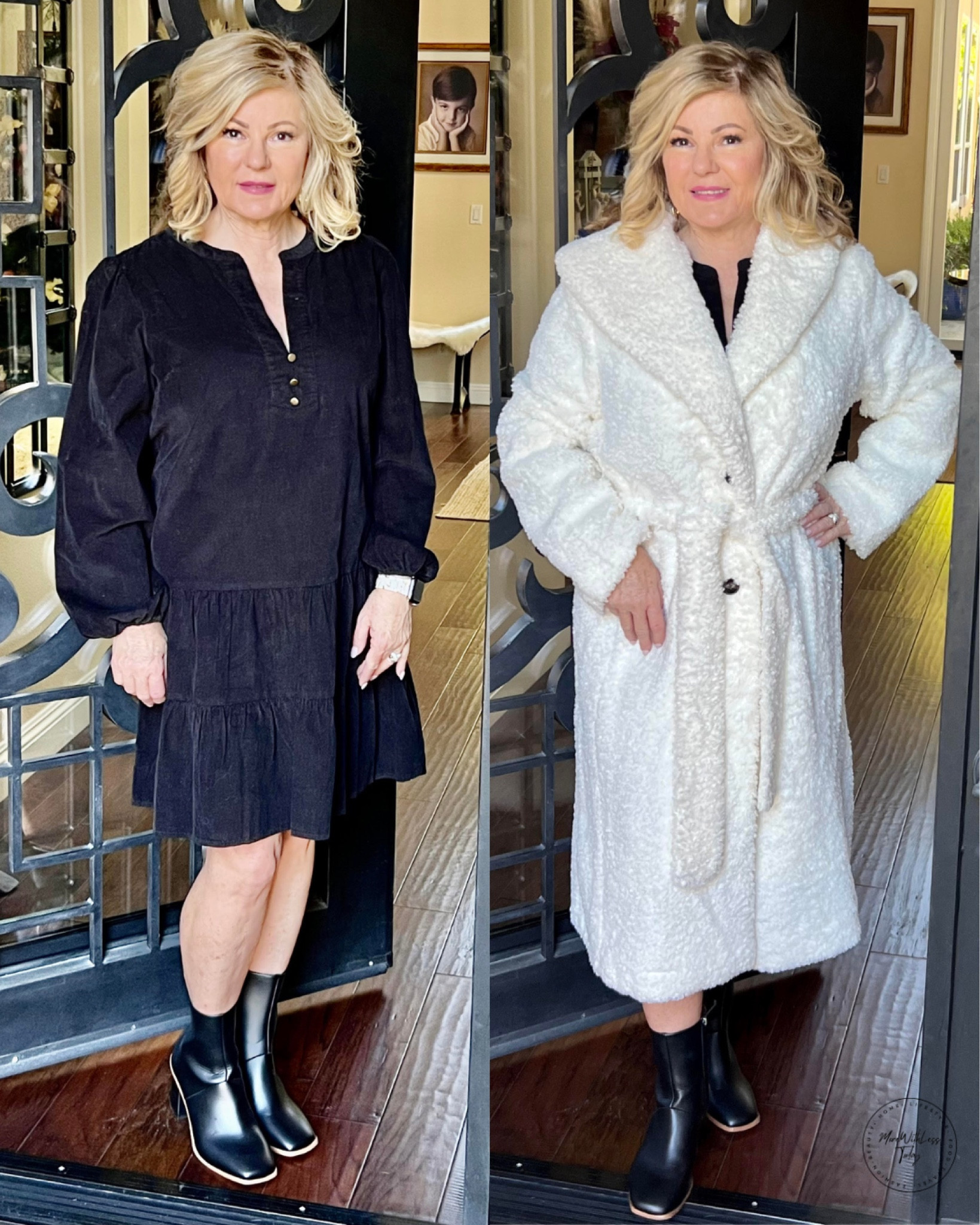 Complete your look with this show-stopping Faux Fur Jacket from Scoop! It glams up any look - be it a jeans and tee or a party dress like this black Woven Tiered Dress! #WalmartPartner #WalmartFashion @walmartfashion

#LTKHoliday #LTKstyletip #LTKSeasonal