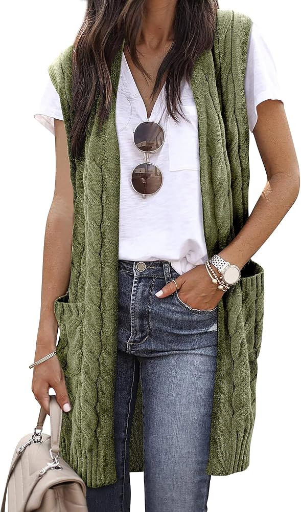 ZXZY Women Casual Sleeveless Open Front Tunic Vest Long Cardigan Tops Coat | Amazon (US)