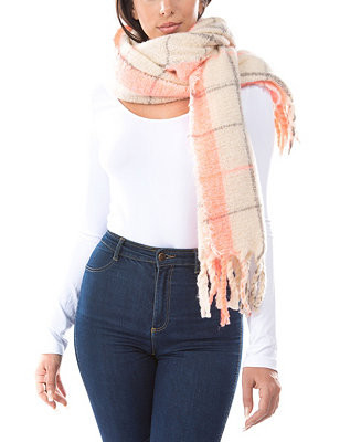 Women's Neon Pop Plaid Blanket Scarf with Fringe | Macys (US)