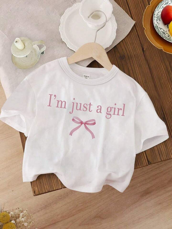 Young Girl Girls' Casual Funny Letter Print T-Shirt, Comfortable For Spring/Summer | SHEIN