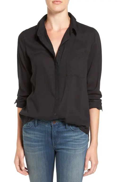 Treasure & Bond Drapey Classic Shirt in Black at Nordstrom, Size Small | Nordstrom