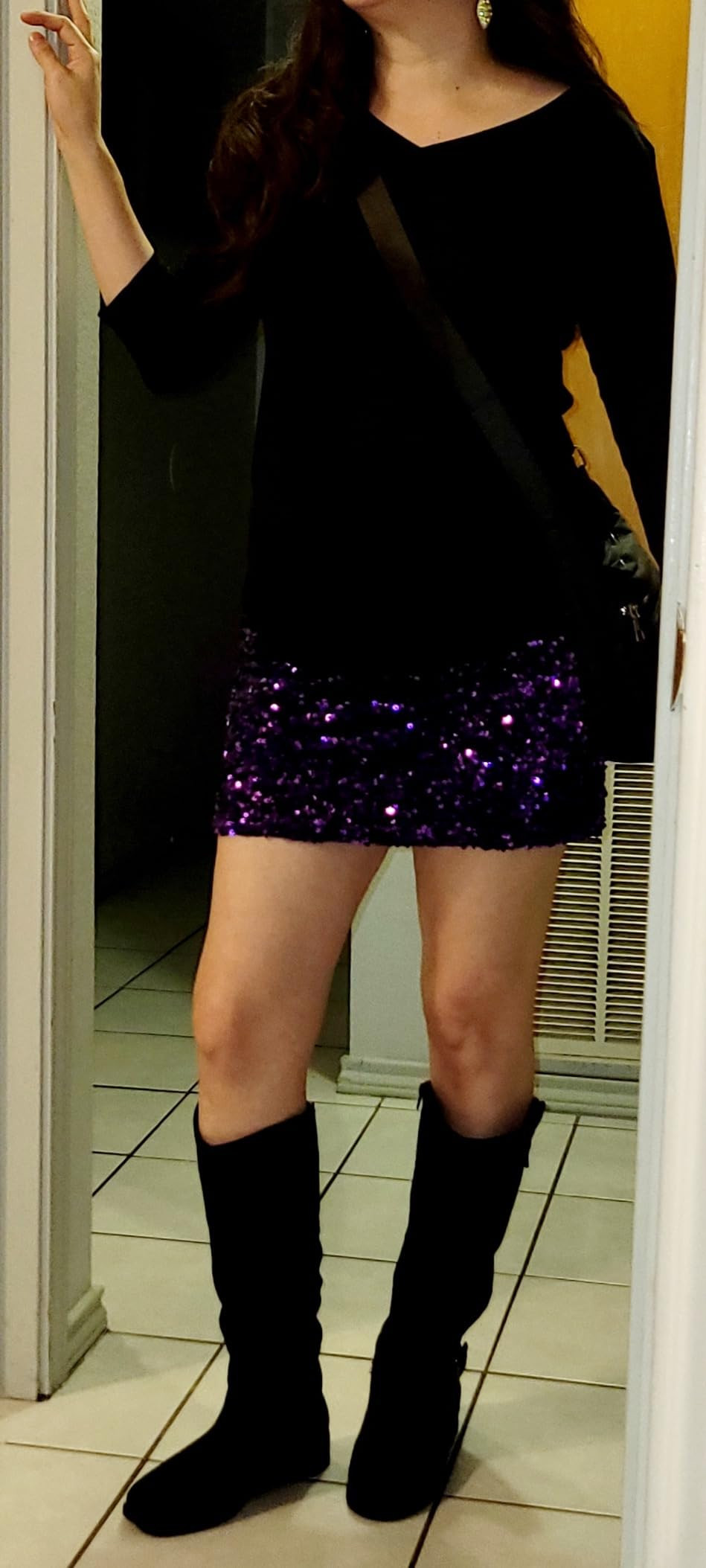 REEMONDE Women's Sequin Skirt Sparkle Stretchy Bodycon Mini Skirts Night Out Party | Amazon (US)