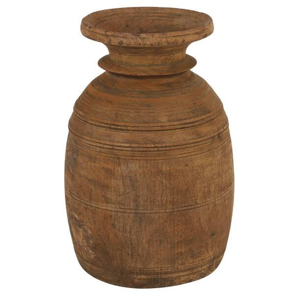 Artisanal Style Antique Wood Large Round Storage Jar 12" x 17.5" - 12 x 12 x 18 | Bed Bath & Beyond