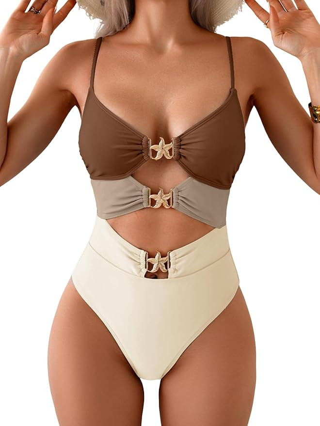 Eomenie Sexy One Piece Swimsuit for Women Cutout Monokini Bathing Suit Starfish Beach Resort Swim... | Amazon (US)