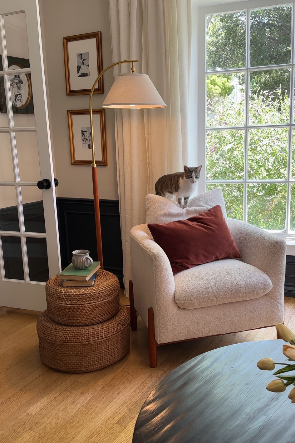 Lamp, floor lamp, curtains, basket, frames

#LTKHome