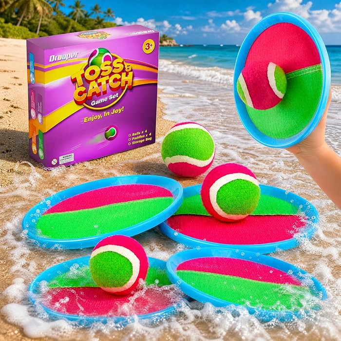 Qrooper Kids Toys Toss and Catch Game Set - Beach Toys Pool Toys Outdoor Toys for Kids Ages 4-8, Classic Outdoor Games, Beach Games, Yard Games for Kids Adults Family Outside Games | Amazon (US)