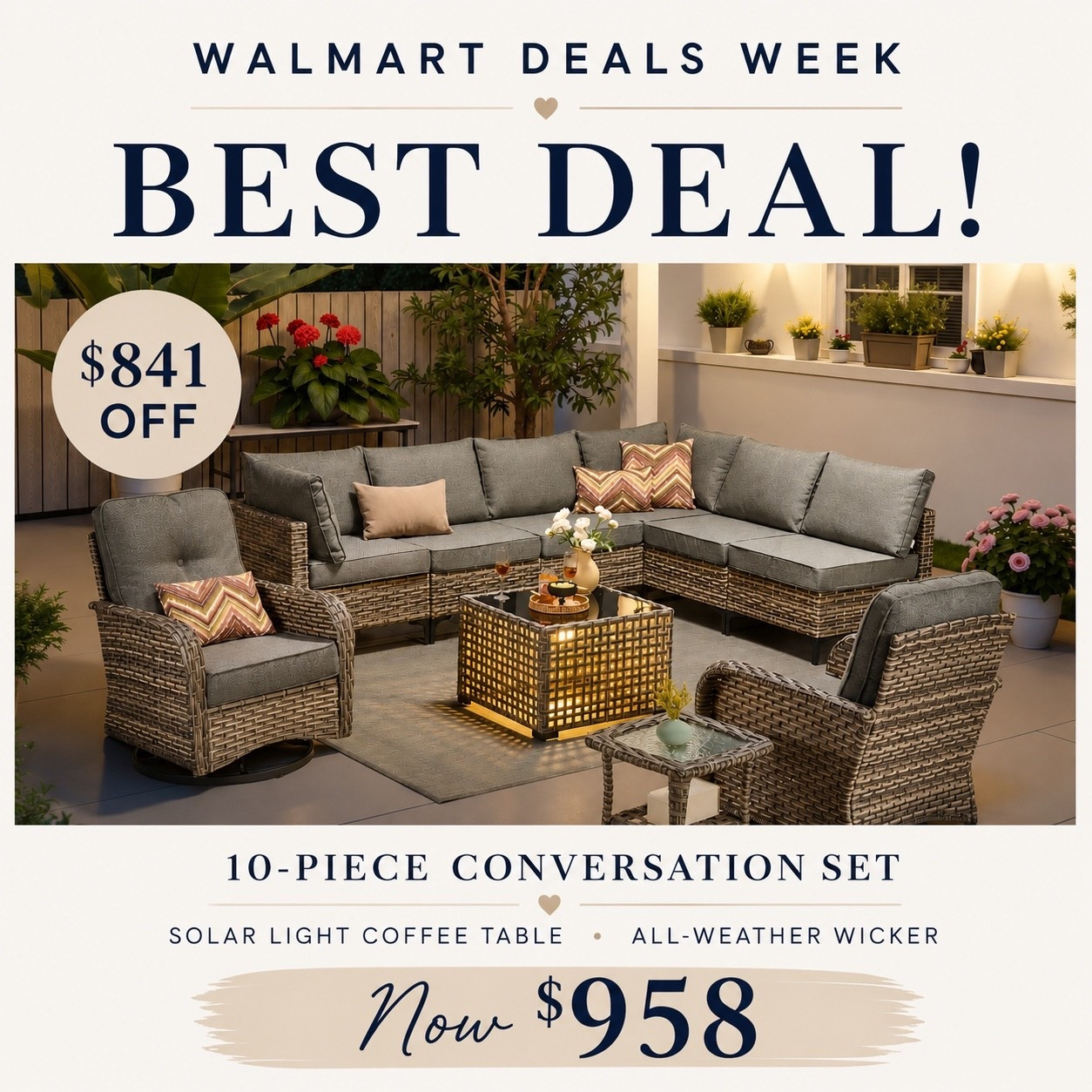Walmart Deals Week: outdoor Living! I love this solar light coffee table! The sofa comes apart for more individual seating as well. Great reviews on this!

#LTKSaleAlert #LTKSeasonal #LTKHome
