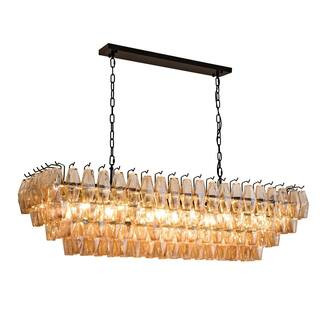 Modern Chandelier 54 in. 19-Lights Linear Black Chandelier With Smoky Glass, Chandelier for Dining Room, Living Room | The Home Depot