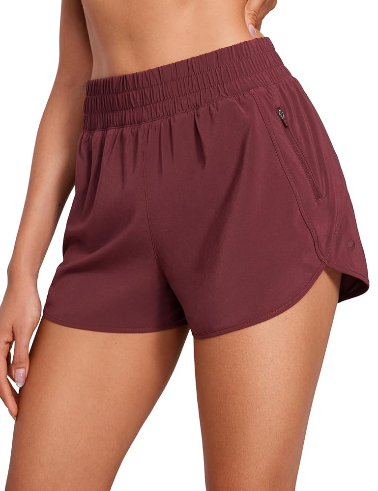 CRZ YOGA Womens High Waisted Running Shorts Mesh Liner 3'' Dolphin Quick Dry for Athletic Gym Tra... | Amazon (US)