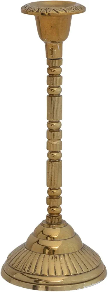 Creative Co-Op 3-1/2"Round x 8-3/4"H Embossed Aluminum Taper Holder, Gold Finish | Amazon (US)