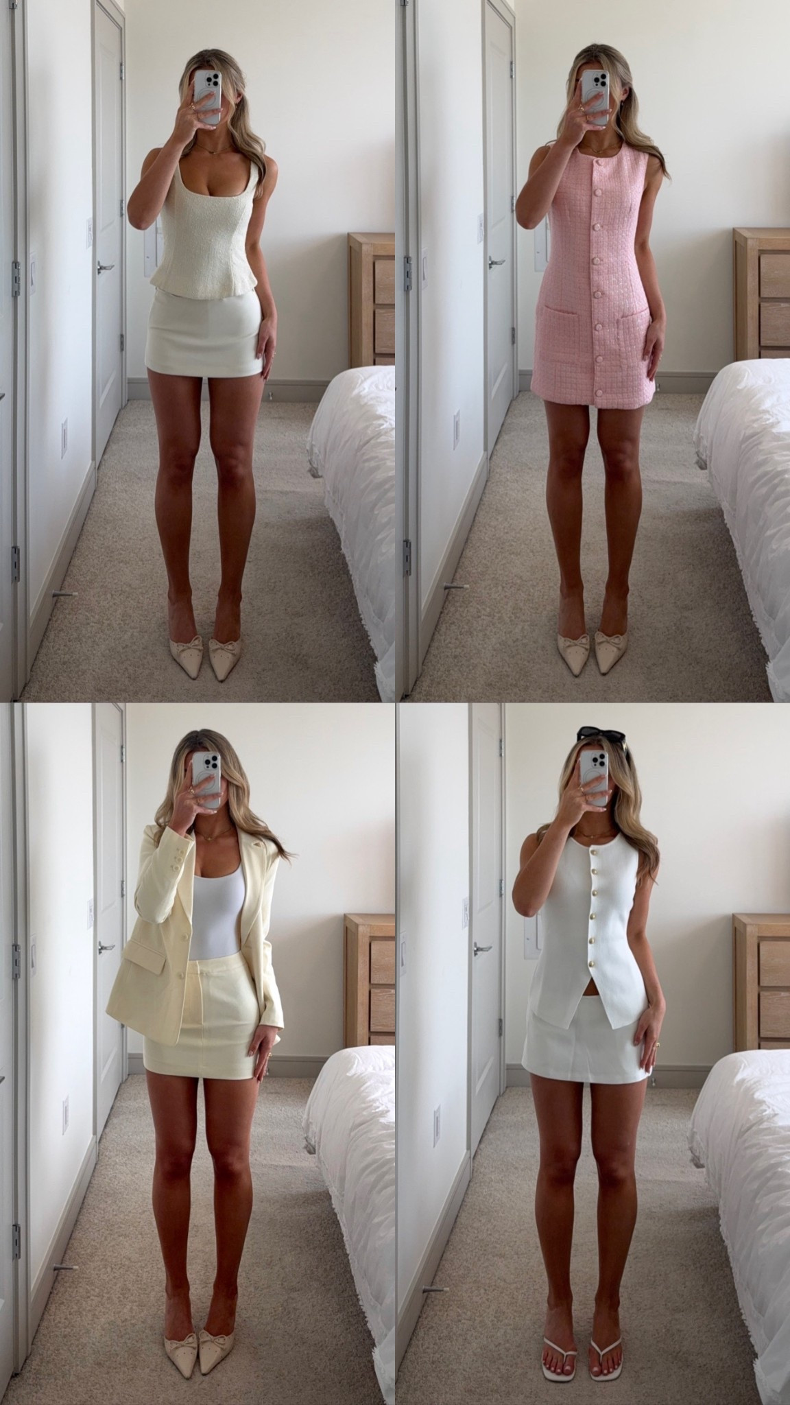 classy summer outfit inspo 🌸 top left skort is @Zara and bottom right skort is Peppermayo!