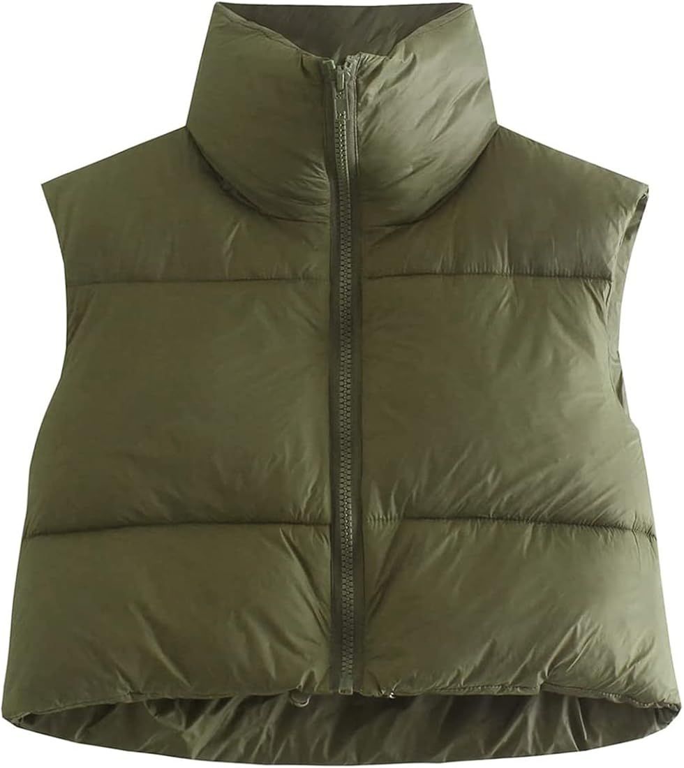 KEOMUD Women's Winter Crop Vest Lightweight Sleeveless Warm Outerwear Puffer Vest Padded Gilet Ar... | Amazon (US)