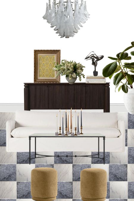 This is my first design with some yellow and I never thought l'd love it so much!


Living room design, checkerboard, classic modern design, white sofa, iron coffee table, yellow ottoman, dark wood sideboard, abstract sculpture, taper candle holders, taper candle sticks, faux plant, faux tree, planter, glass chandelier

#LTKhome #LTKsalealert #LTKSeasonal