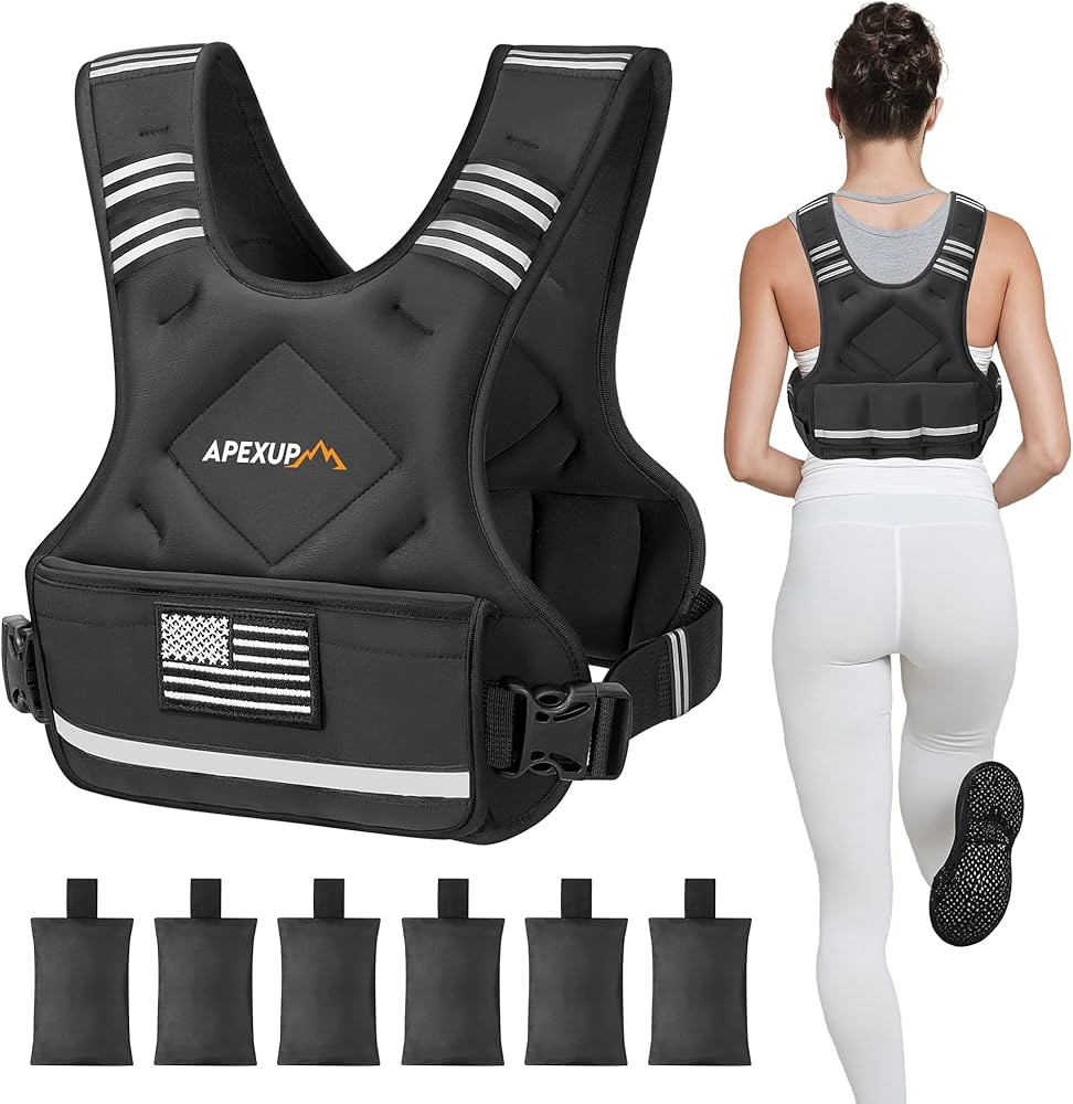 APEXUP Adjustable Weighted Vest, 4-10lb/12-18lb/20-32lb Vest with 6 Ironsand Weights and Large Po... | Amazon (US)