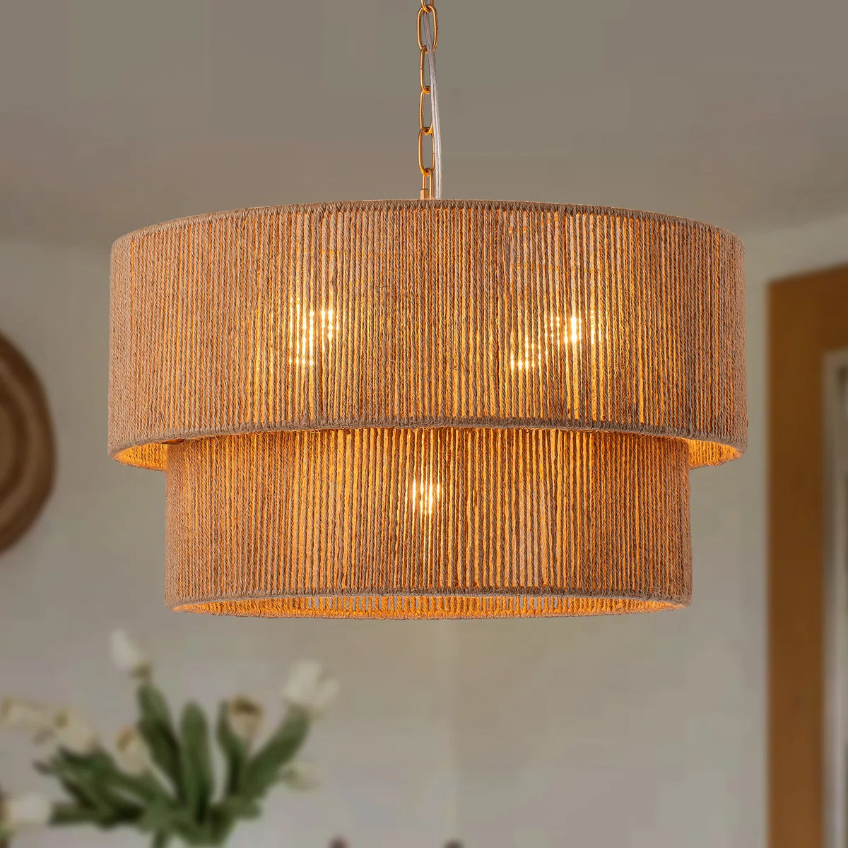 Stutz Rattan 5-Lights Hand-Woven Hemp Rope Pendant Chandelier | Wayfair North America