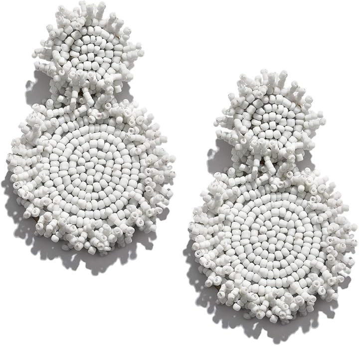 Statement Drop Earrings Double Round Disk Seed Bead Stud Earrings Bohemian Beaded Round Earring F... | Amazon (US)