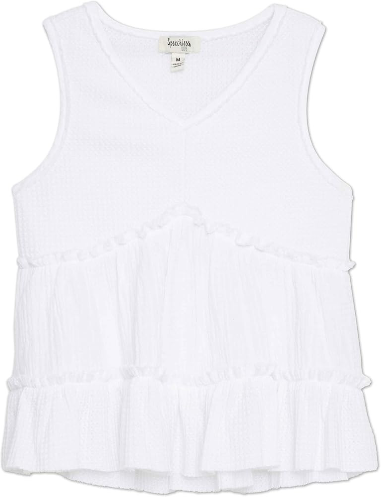 Speechless Girls' Sleeveless Waffle Knit V-Neck Top | Amazon (US)
