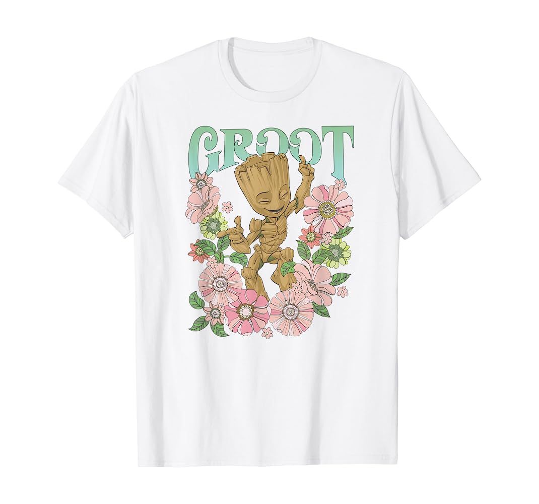 Marvel Guardians Of The Galaxy Groot Floral Dance Poster T-Shirt | Amazon (US)