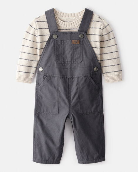 Baby Boy 2-Piece Stripe Sweater & Overall Set - Grey | Carter's Inc