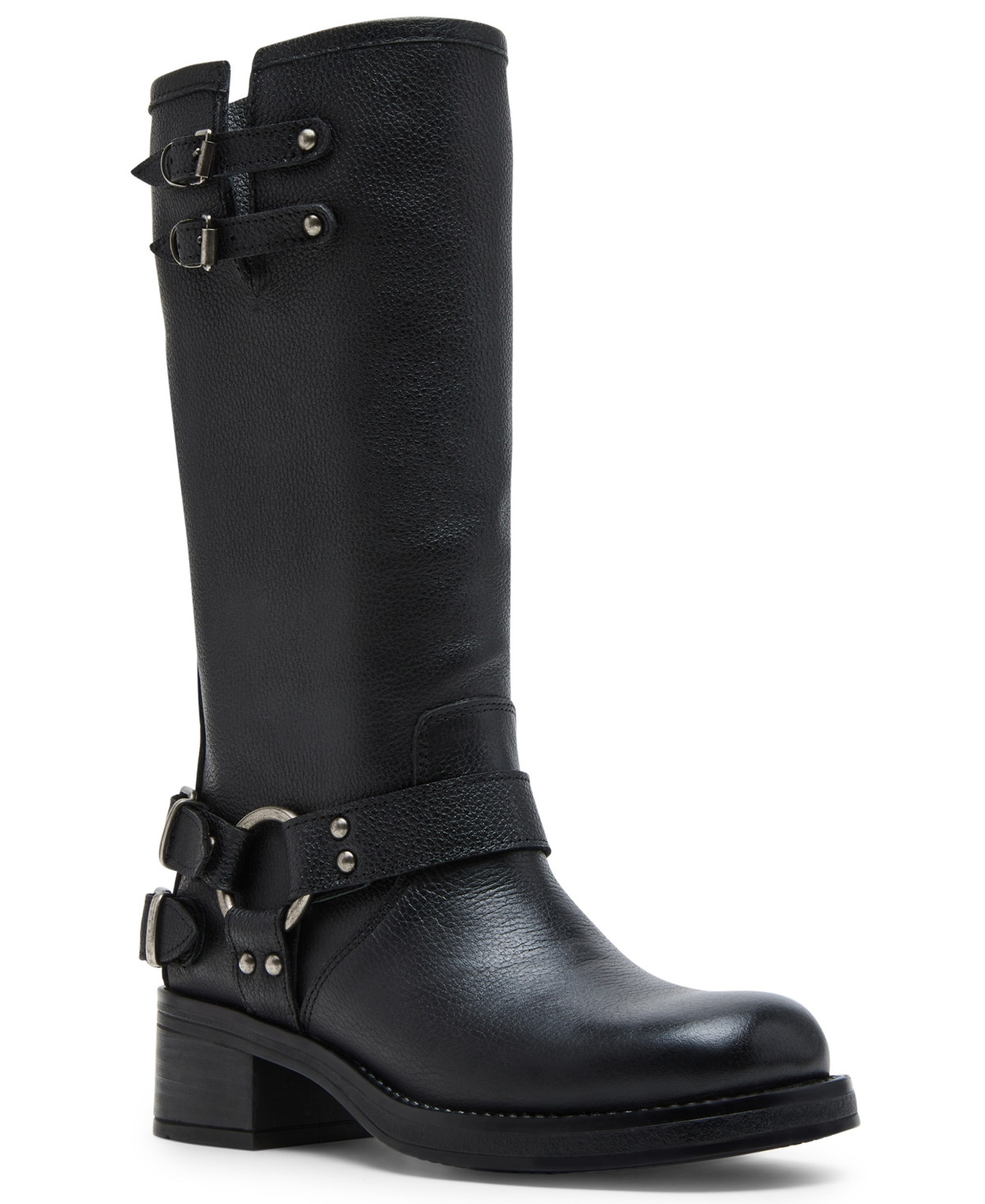 Steve Madden Women's Astor Buckled Moto Boots - Black Leather | Macy's