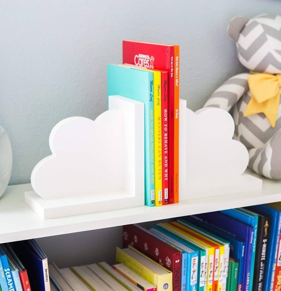 Cloud Bookends for Kids Room Baby Nursery Decor Bedroom Book End Clouds for Shelves - Decorations... | Amazon (US)