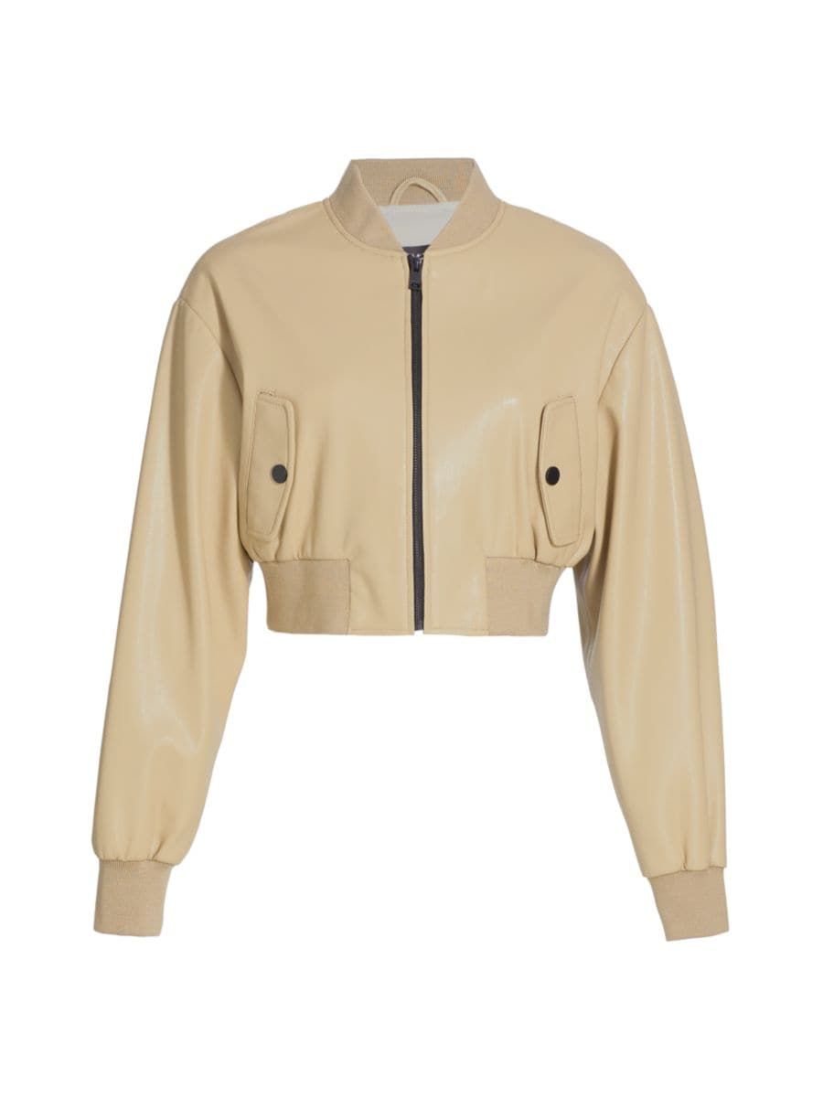 Evelin Faux-Leather Cropped Bomber Jacket | Saks Fifth Avenue