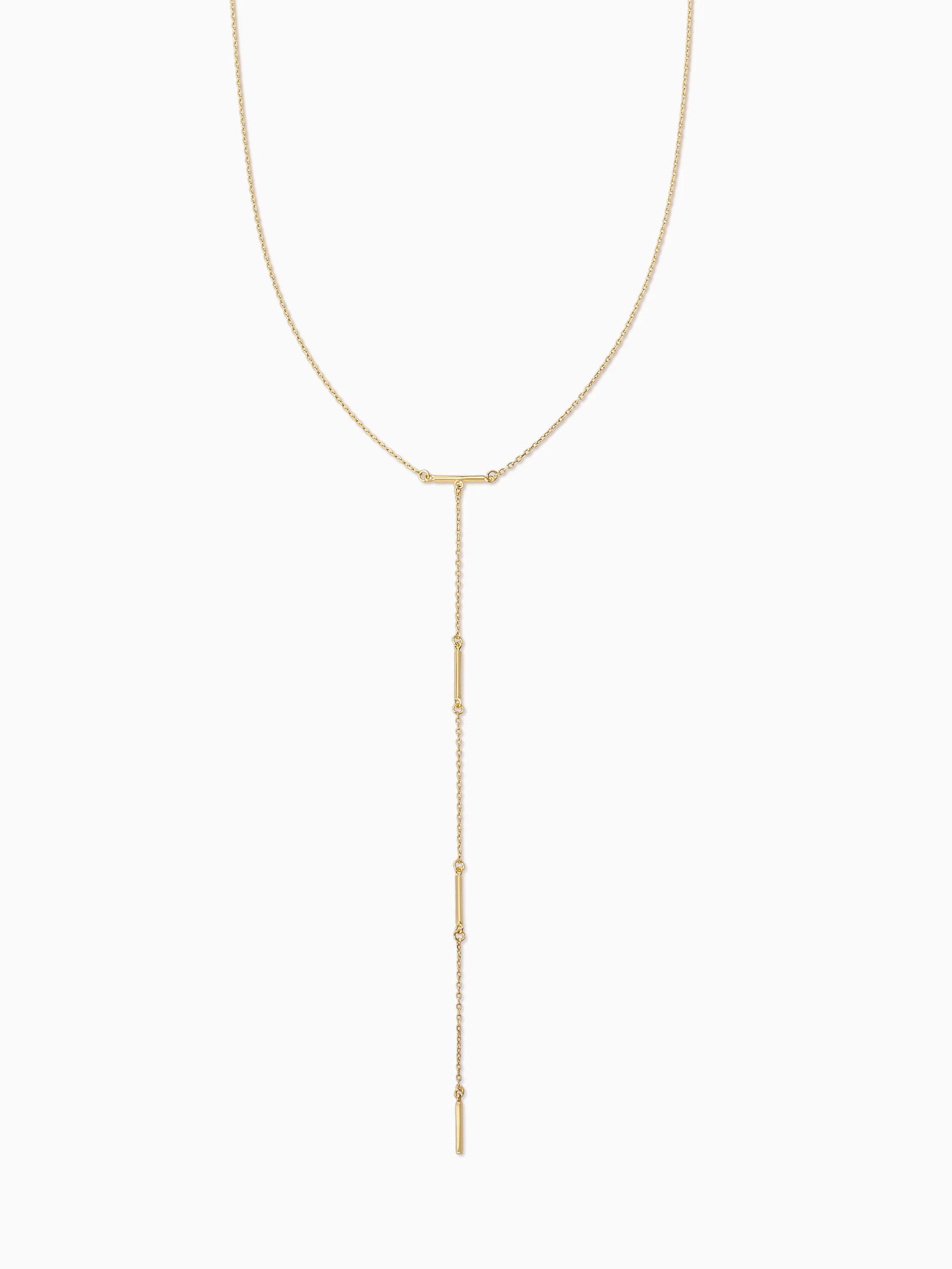 18k Gold Levels Vermeil Bar and Chain Lariat Necklace | Uncommon James | Uncommon James
