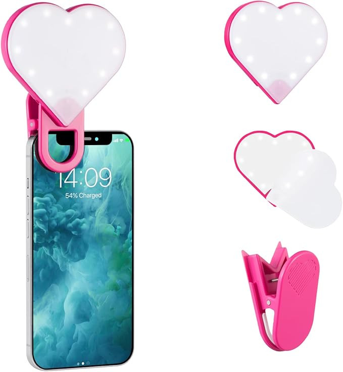 Riki Sweetheart Clip-On LED Makeup Mirror and Selfie Light, Rechargeable with Long-Lasting Batter... | Amazon (US)
