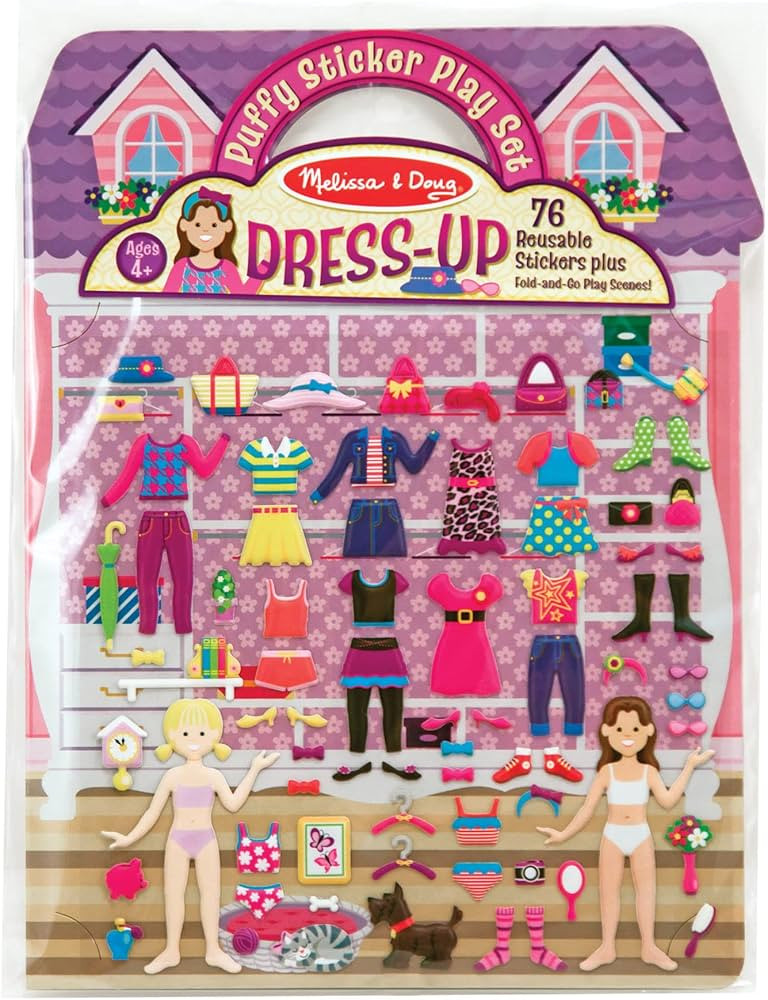 Melissa & Doug Puffy Sticker Activity Book: Dress-Up - 76 Reusable Stickers - Fashion Toys, Fashi... | Amazon (US)
