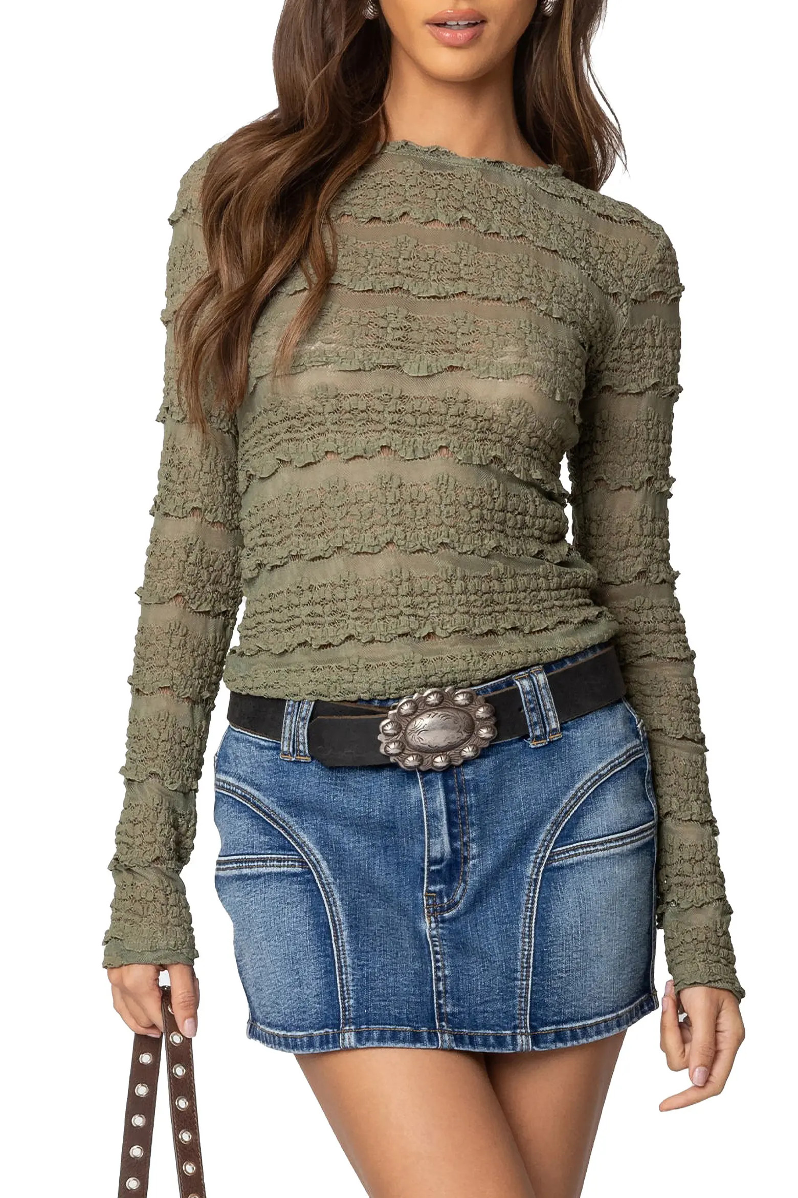 EDIKTED Daisey Textured Sheer Lace Top (Women) | Nordstrom | Nordstrom