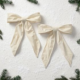 LoveShackFancy Velvet Ivory Bow Clip On Ornaments - Set of 2 | Pottery Barn Teen