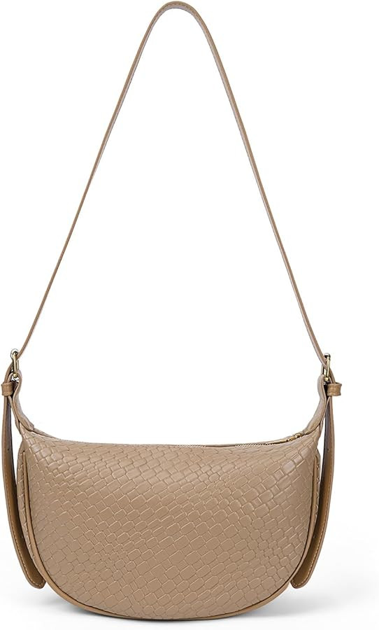 JQWYGB Woven Crossdbody Bag Vegan Leather Crescent Shoulder Bag for Woman Trendy Woven Hobo Sling... | Amazon (US)