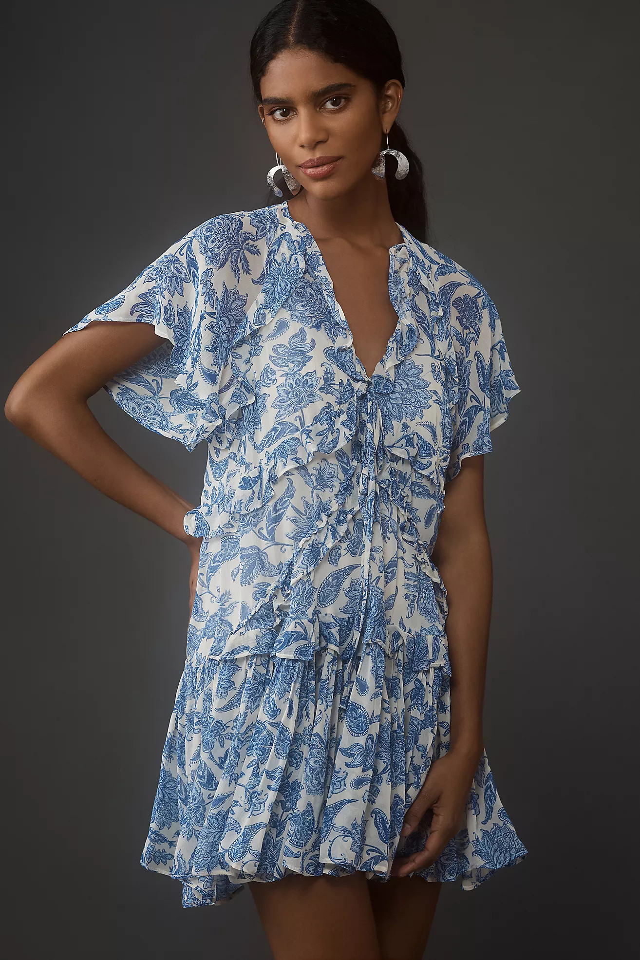 By Anthropologie Short-Sleeve V-Neck Asymmetrical Dress | Anthropologie (US)