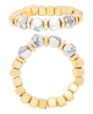 Macy's 14KGold Plated Grey Bead Stretch Ring - Macy's | Macy's