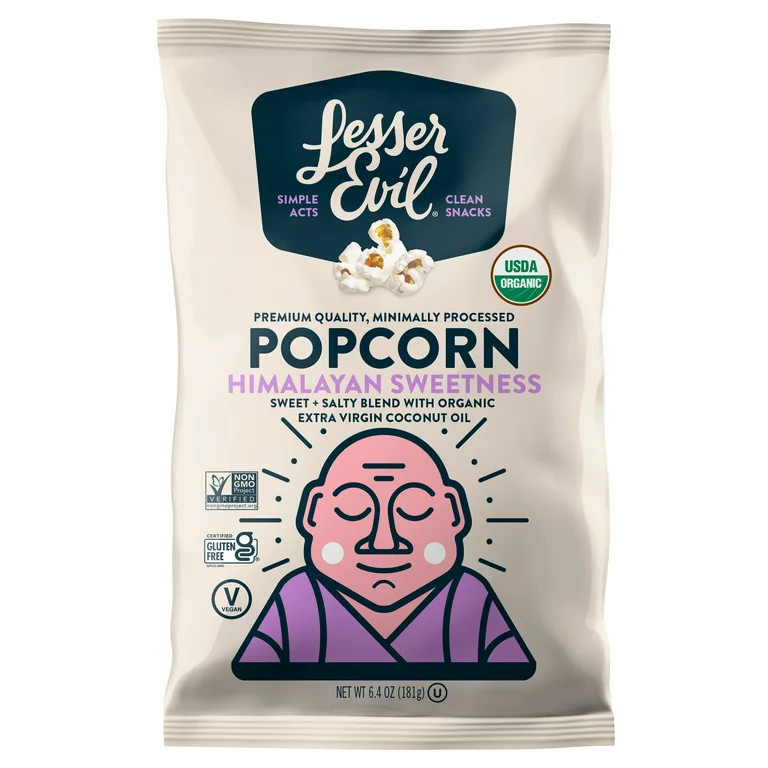 LesserEvil Organic Popcorn, Himalayan Sweetness, Sweet Salty Blend with Organic Extra Virgin Coco... | Walmart (US)