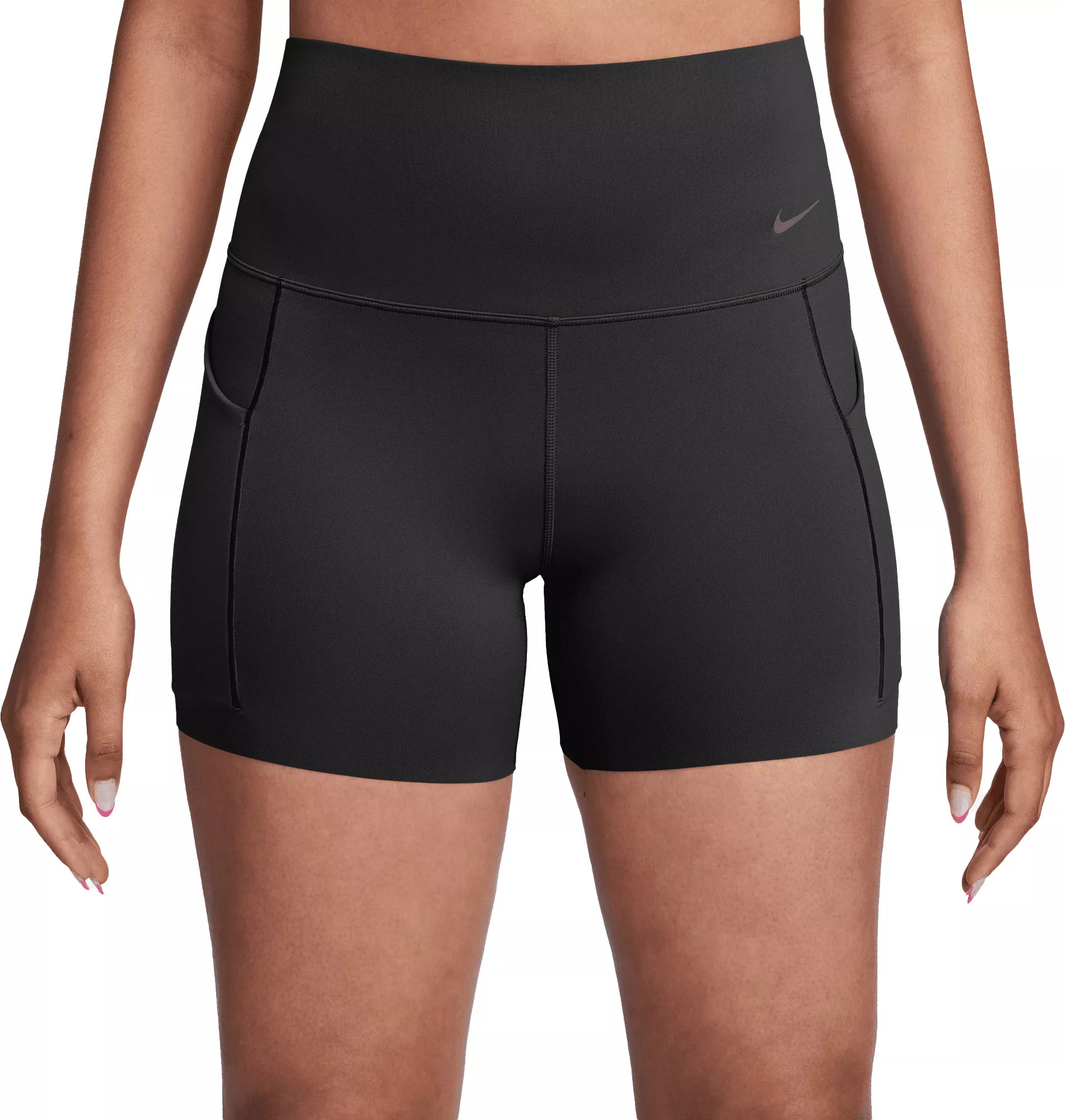Nike Women's Universa Medium-Support High-Waisted 5" Biker Shorts with Pockets, Black | DICK'S Sporting Goods