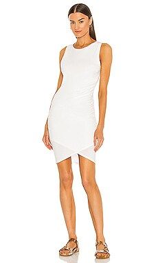 Bobi Supreme Jersey Ruched Bodycon Dress in White from Revolve.com | Revolve Clothing (Global)