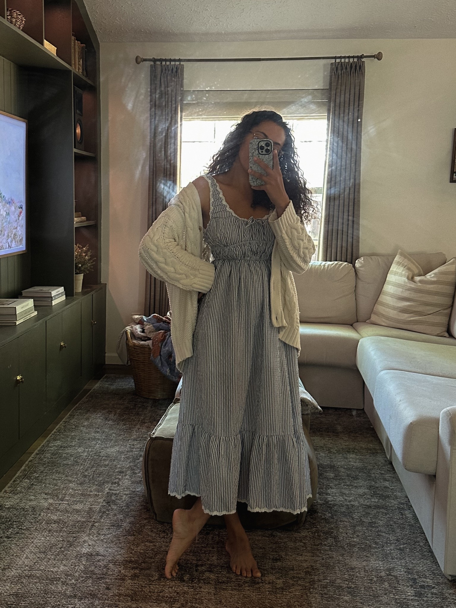 Dress and cardigan on repeat this Spring! Linked similar dresses since mine is not linkable!