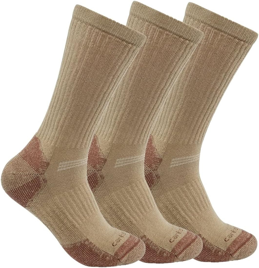 Carhartt Men's Midweight Cotton Blend Sock 3 Pack | Amazon (US)