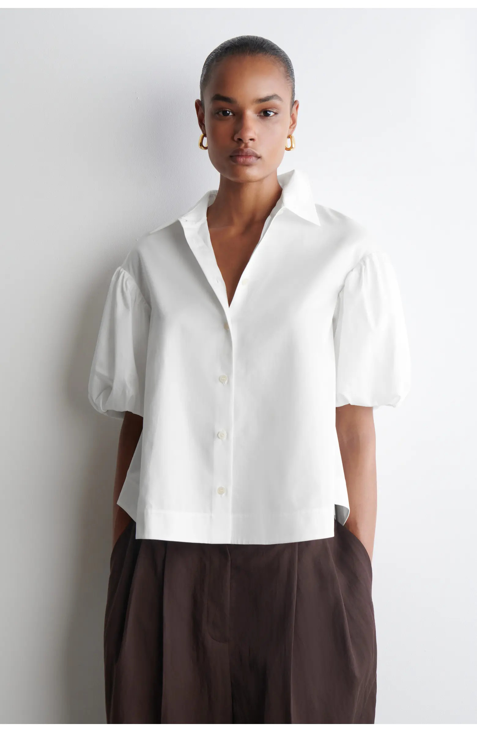 COS Puff-Sleeve Cotton Shirt | Nordstrom | Nordstrom