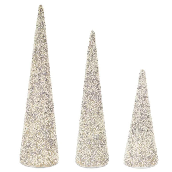 Beaded Tree (Set Of 3) 10"H, 14"H, 16.5"H Glass | Wayfair North America